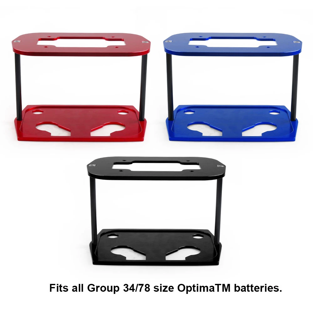 For Optima 34/78 Aluminum Ball Milled Battery Hold Down Tray Bracket Black Red Blue