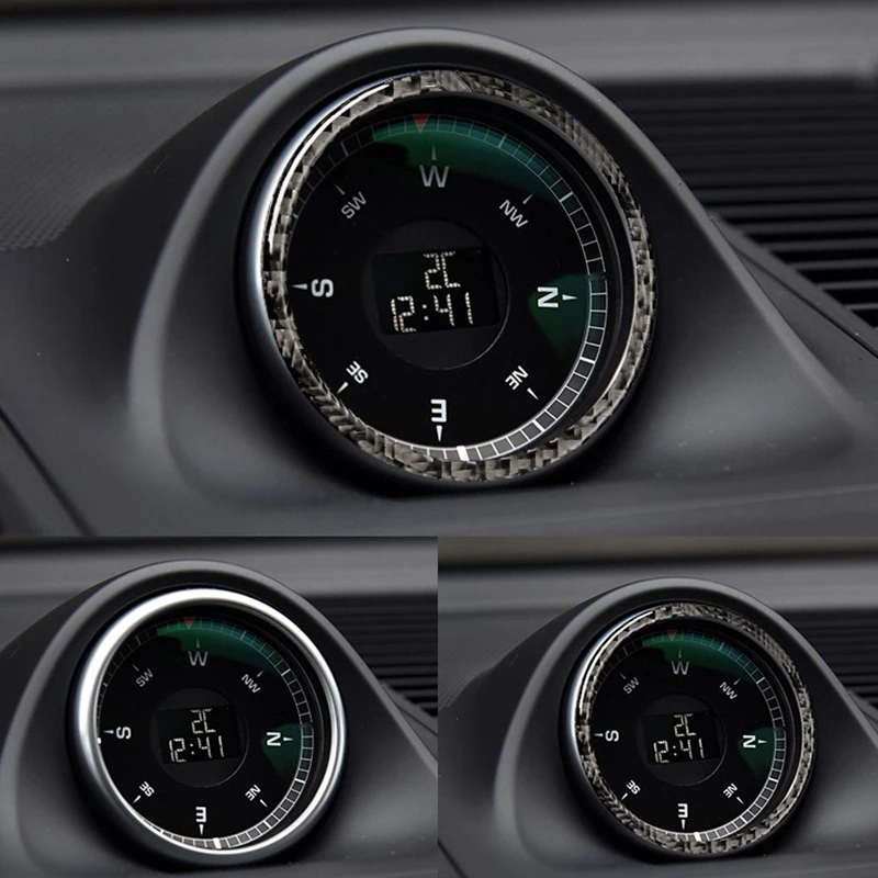 Car Dashboard Compass Clock Ring Trims Sticker For Porsche Macan 2014 2015 2016 2017 2018 2019 2020 2021 Accessories