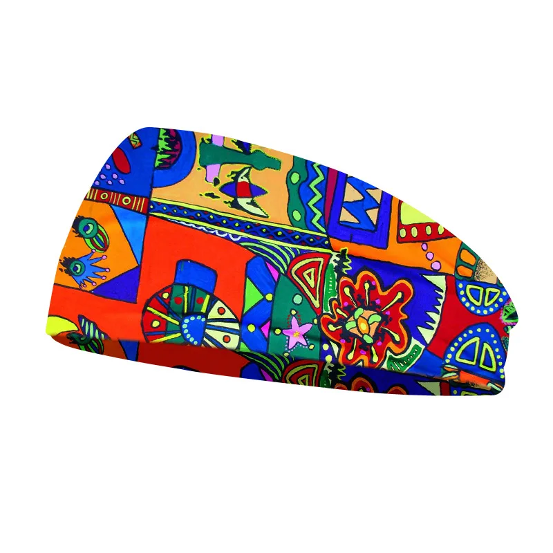 Creative Graffiti Unisex Elastic Yoga Headband Sport Run Sweatband Outdoor Gym Hair Band Turban Fitness Bandage Sweat Bands