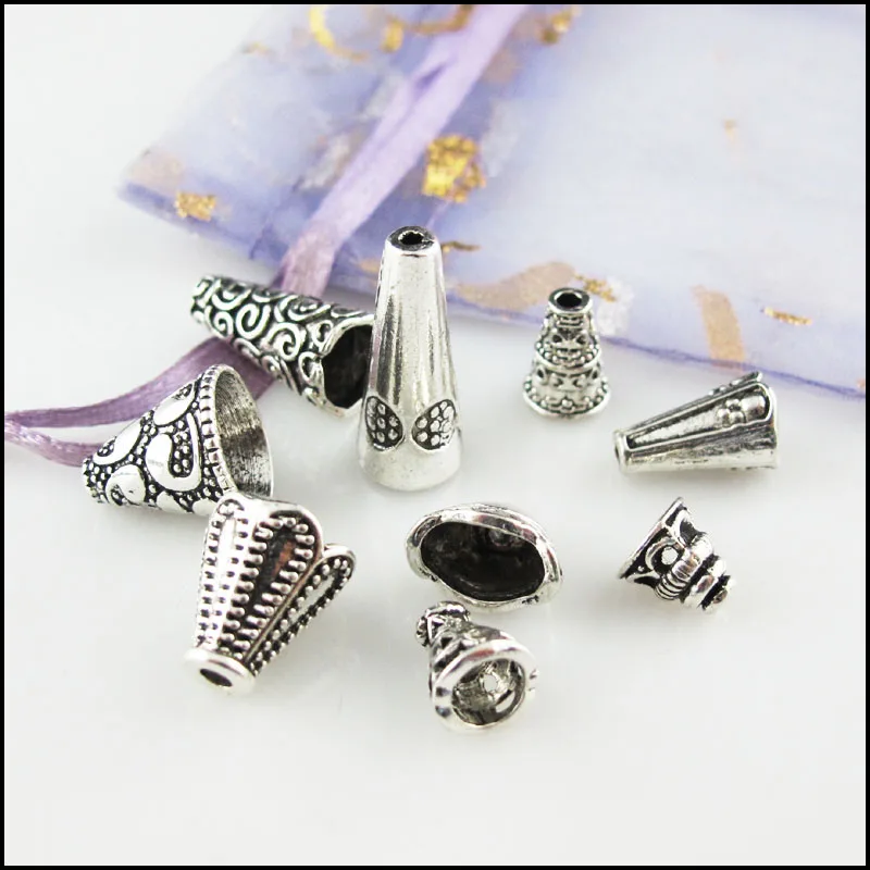 Fashion New Flower Clouds Cone Conic Connectors Tibetan Silver Plated End Bead Caps