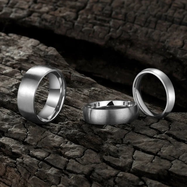 Tigrade 4/6/8mm Brushed Simple Silver/Black Color Titanium Ring Men Minimalist Wedding Band Engagement Rings Women Male Jewelry