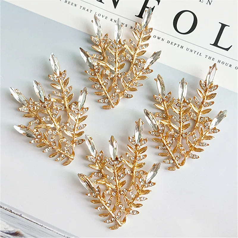 2pcs/lot Alloy Golden Diamond Branch Buttons Pendants Ornaments Jewelry Earrings Choker Hair DIY Jewelry Accessories Handmade