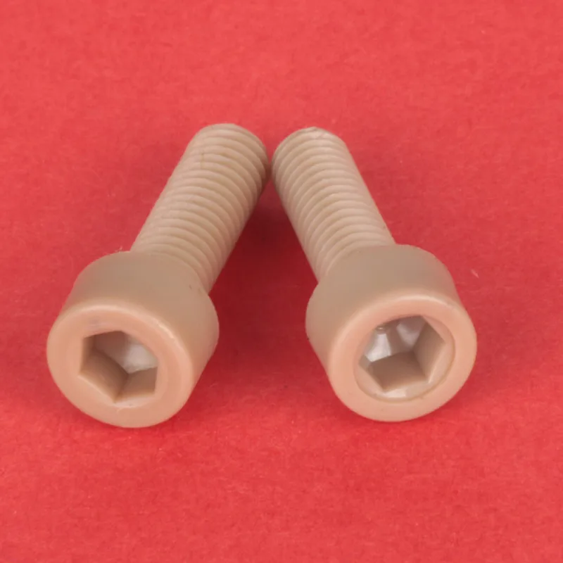 10PCS M6 M8 M10 M12 M16 PEEK Polyetheretherketone Plastic Hexagon Socket Head Cap Bolt Knurled Hand Screw Plastic Bolts Screws