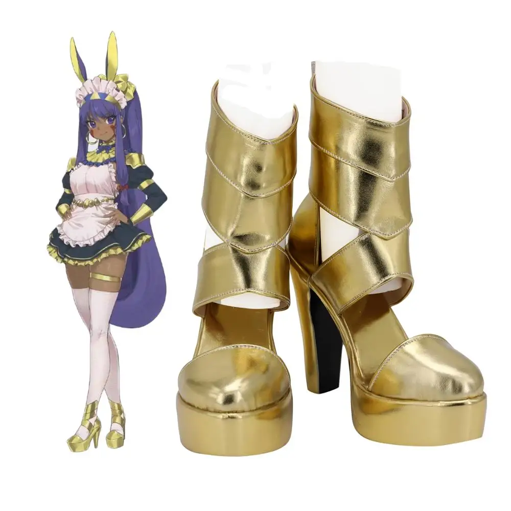 

FGO Nitocris Boots Cosplay Fate Grand Order Nitocris Cosplay Golden Shoes High Heel Sandals Custom Made