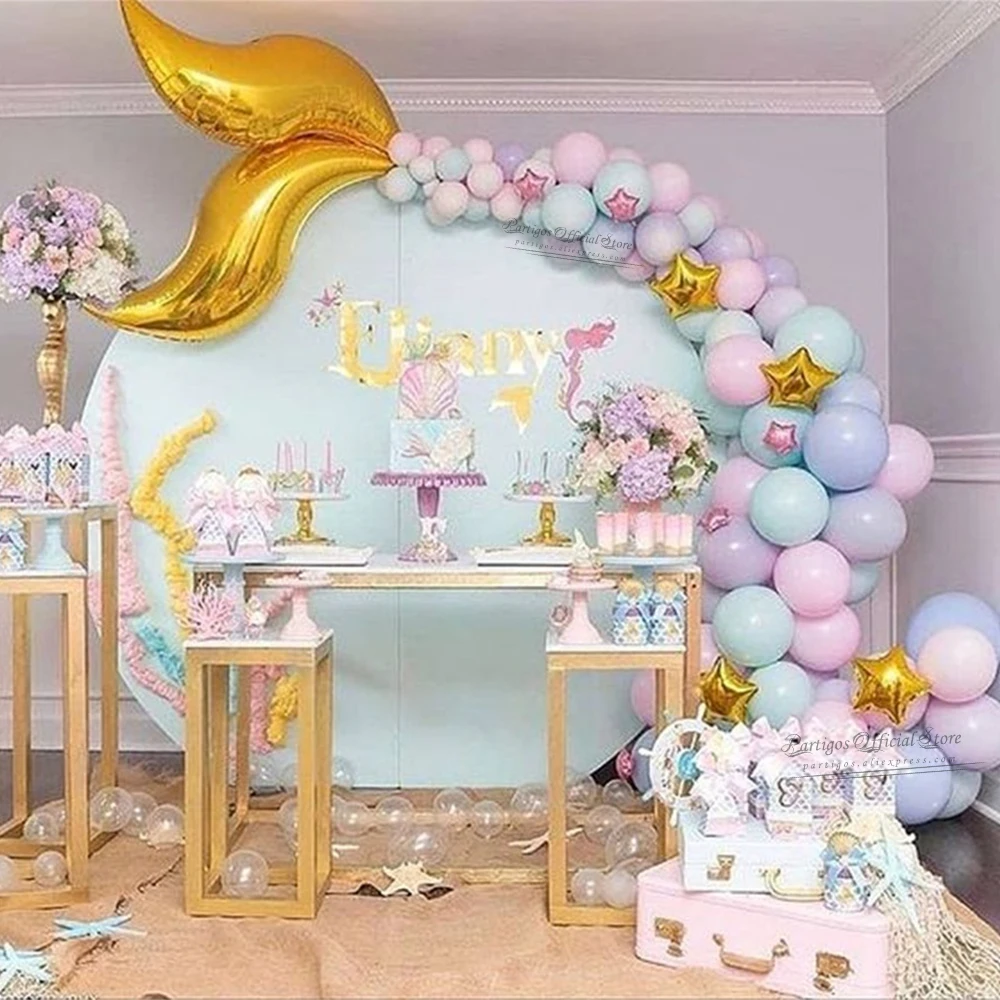 

117Pcs Mix Macaron Color Mermaid Tail Balloons Garland Arch Wedding Girls Birthday Little Mermaid Party Decorations Pink Globos