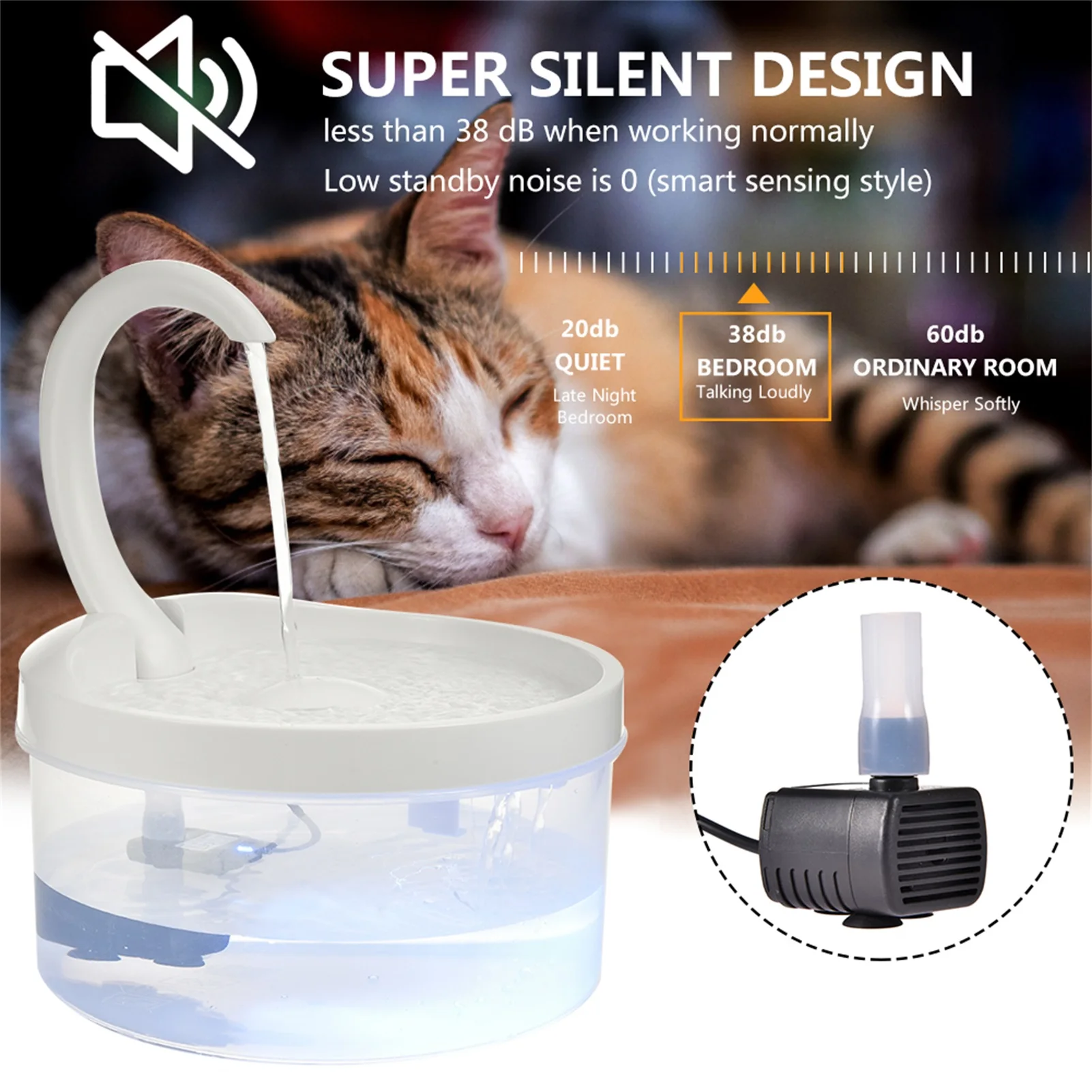 Electric Pet Water Fountain Cat Auto Cycle Water Dispenser Pet Automatic Drinking Fountain With LED Light For Cats Dogs Supplies