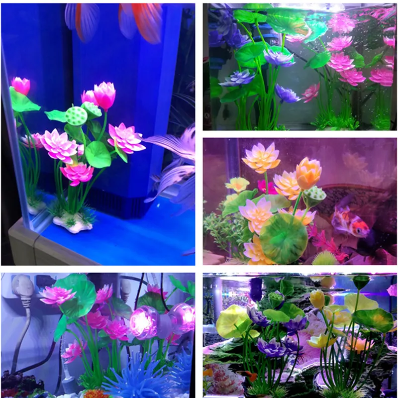 Aquarium Artificial Lotus Plants Decoration Fish Tank Landscaping Water Grass Lotus Ornaments Aquatic Flower Weed Plant Decor 1X