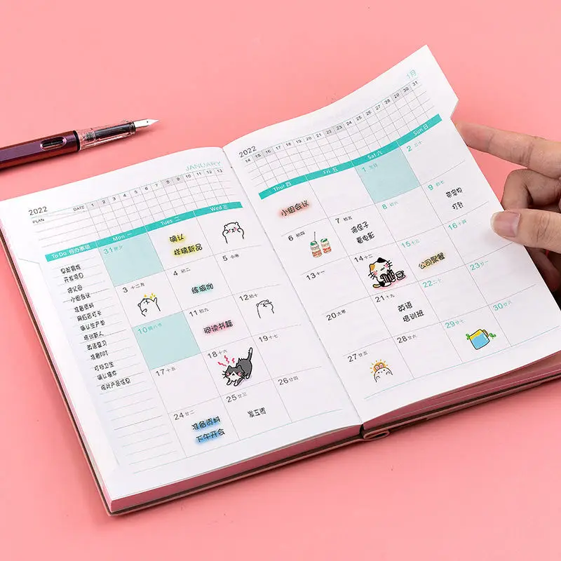 2022 zeitplan, Täglichen Planer, Selbst-Disziplin Zeit Management, Kalender, Effizienz Manuelle, Notebook