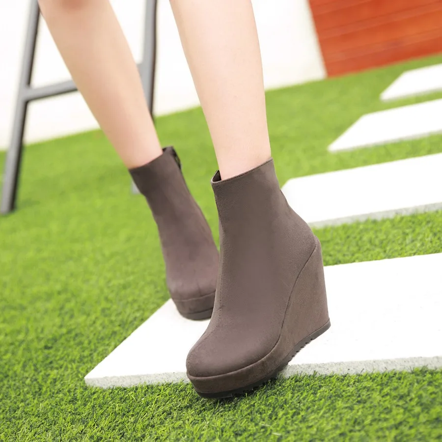 Sianie Tianie 2024 winter autumn flock platform wedges heels woman boots round toe women ankle boots sexy blue brown red boots