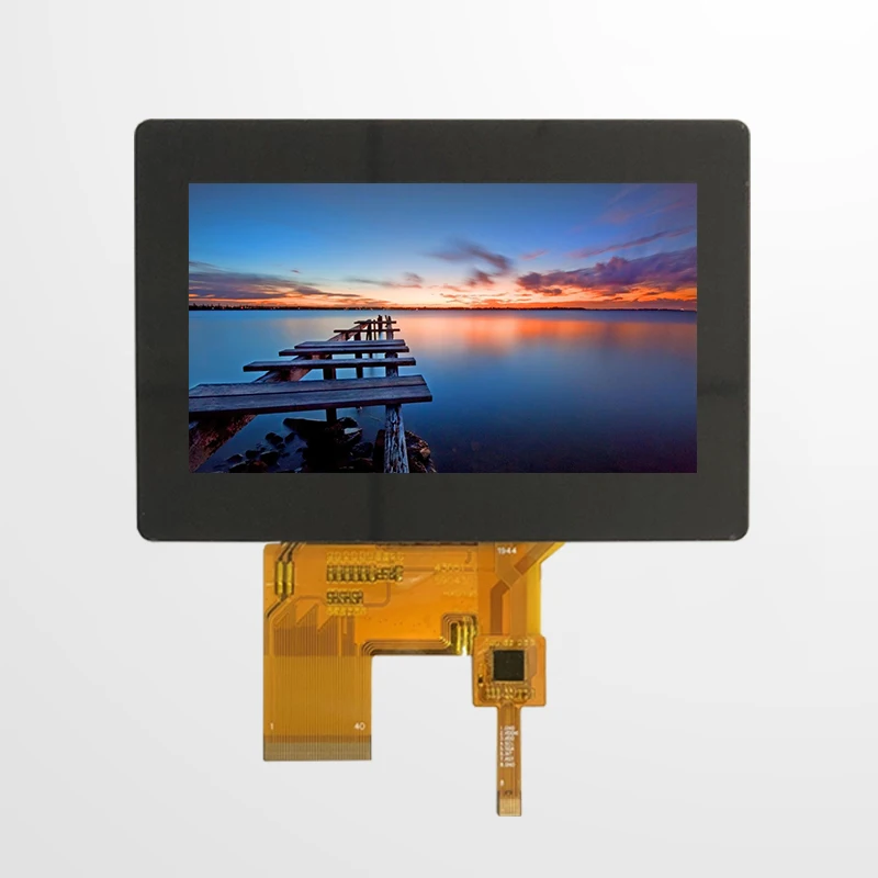 4.3inch 800*480,full viewing angle,wide operating temperature,ST7262, super high brightness IPS LCD with capacitive touch panel.