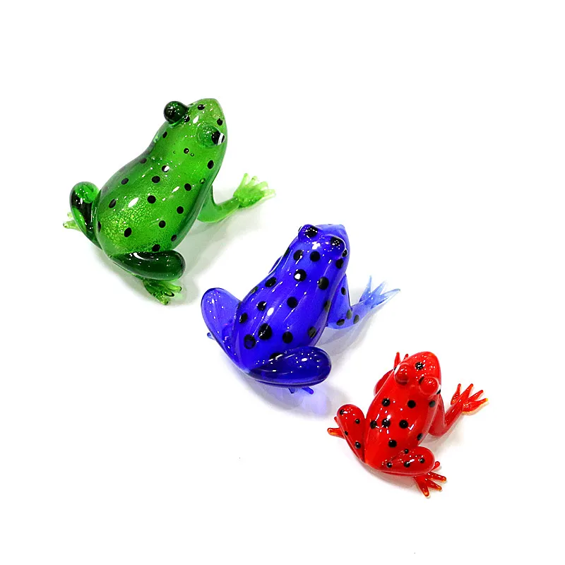 Handmade Colorful Creative 3D Frog Decoration Figurine Model Sculpture Hand Blown Glass Animal Art Ornament Collectible ,Bedroom