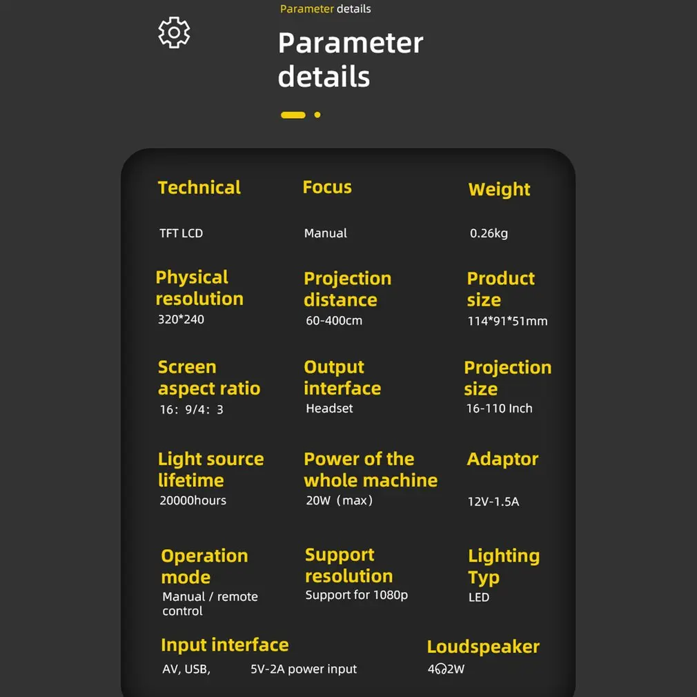 Портативный мини-проектор T20, 1080P, USB, HD, LED