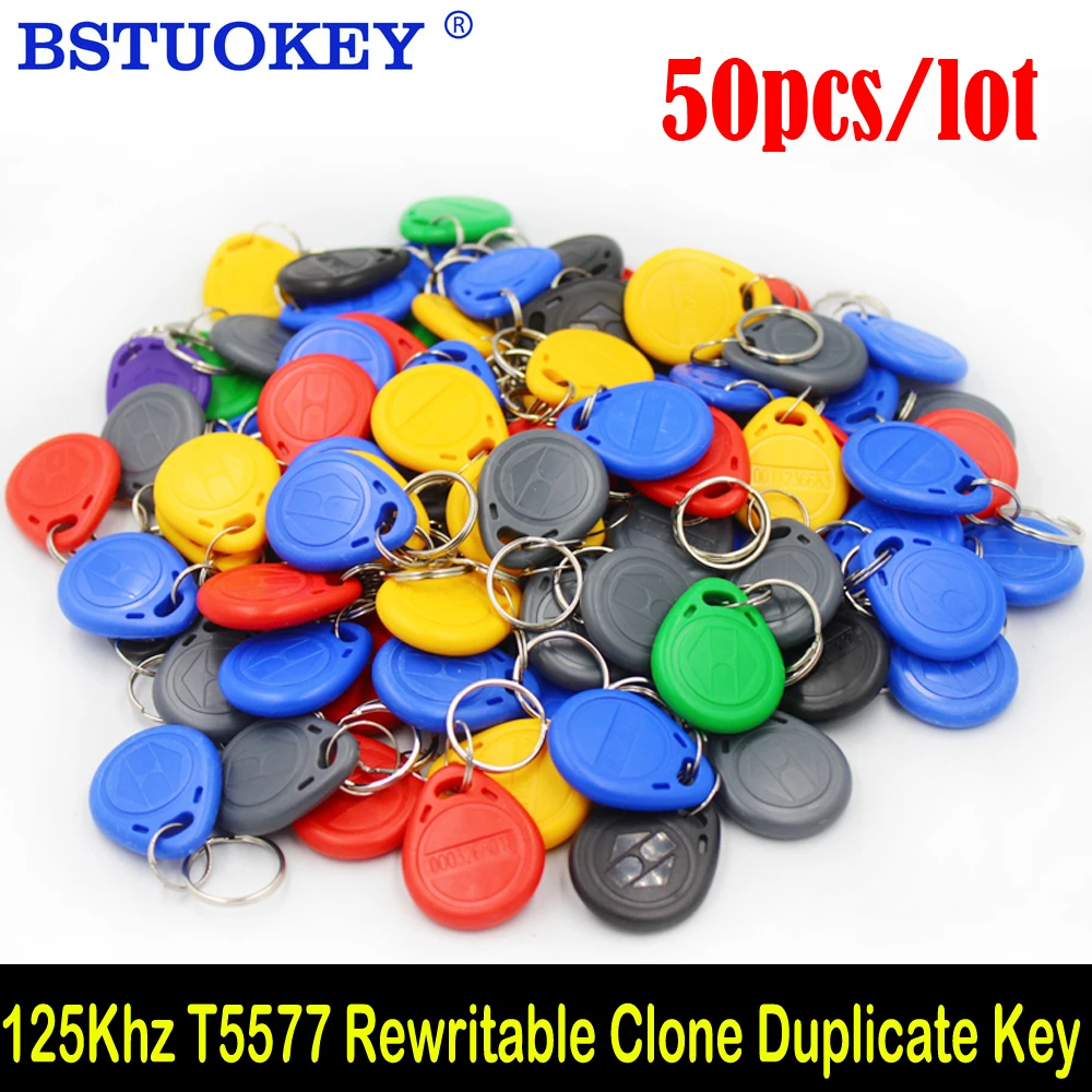 

50pcs Waterproof EM4305 T5577 Copy Rewritable Writable Rewrite Duplicate RFID Tag Proximity ID Token Key Keyfobs Ring Clone Car