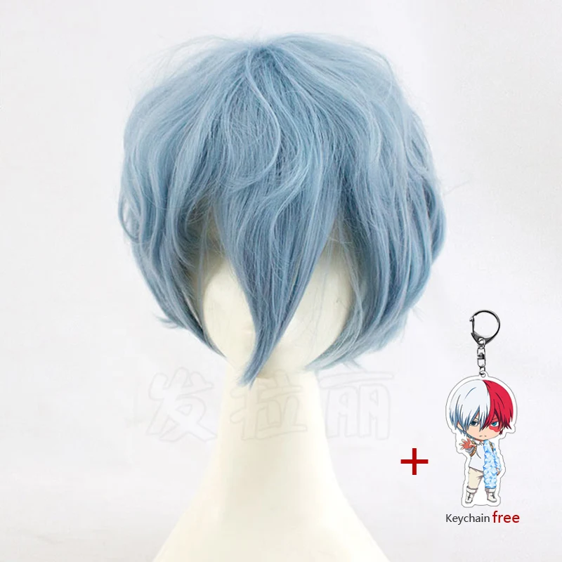 Anime My Hero Academia Boku no Hiro Akademia Shigaraki Tomura Wigs Short Gray Blue Mixed Curly Cosplay Wig + Wig Cap