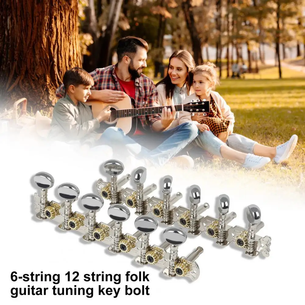 65% Discounts Hot! 1Set 6-link 12-string Round Head Column Pegs Tuning Keys Tuner for Electric Guitar