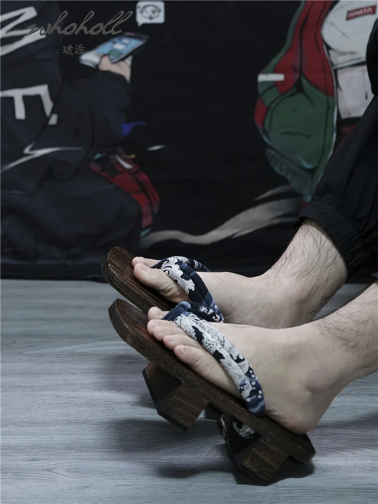 Tamancos japoneses Samurai Wood Geta para homens e mulheres, sapatos de Cosplay Anime, chinelos de verão, sandálias unissex