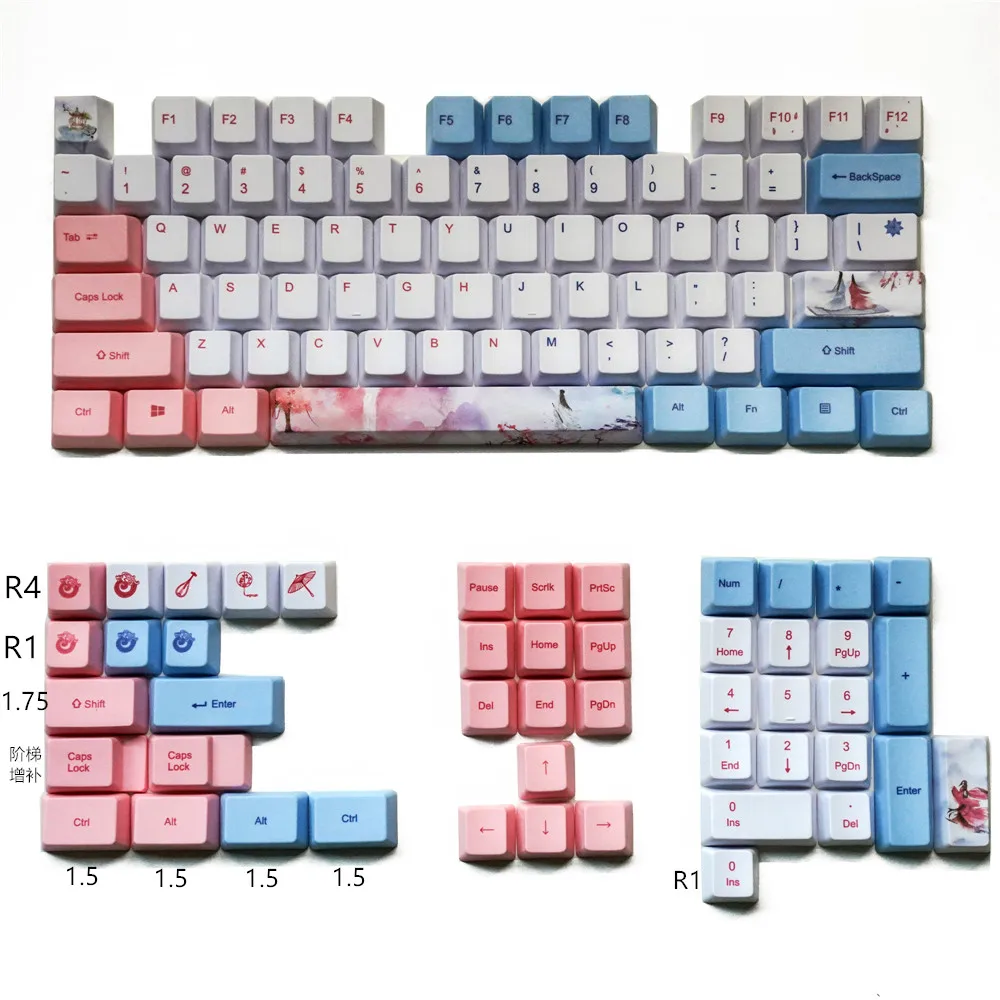 

OEM профиль Keycap PBT краситель-сублимация Keycap совместимая механическая клавиатура GH60 GK61 XD64 68 84 87 104 колпачки для клавиш