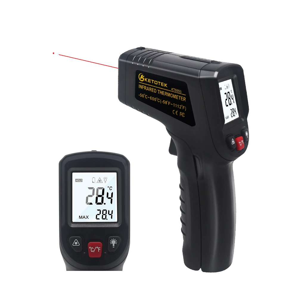 

Digital Infrared Thermometer Gun Non Contact Laser Temperature Gun Meter -50 ~ 600C/-58 ~ 1112F IR Pyrometer 0.1-1.0 Emissivity