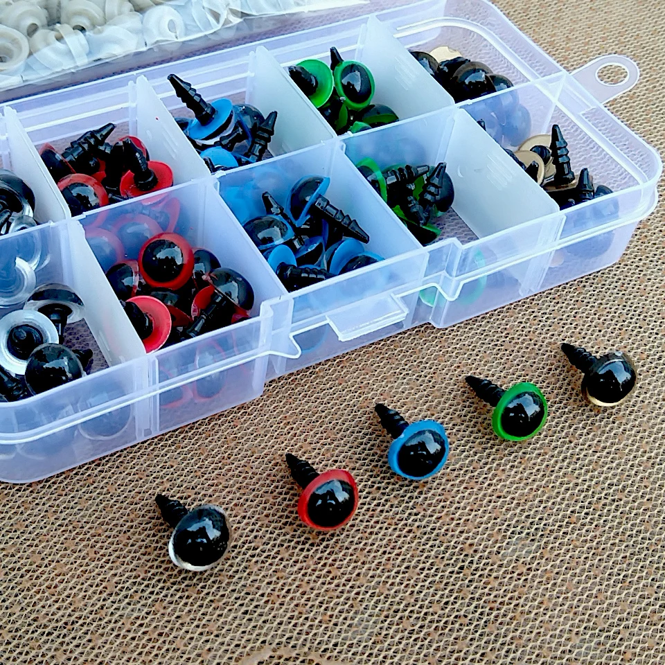 100 stücke Bunte Kunststoff Puppe Sicherheit Augen Für Spielzeug Amigurumi Tier Teddybär Katze Augen Gefüllt Für Puppen Handwerk Zubehör Box – Detail 4