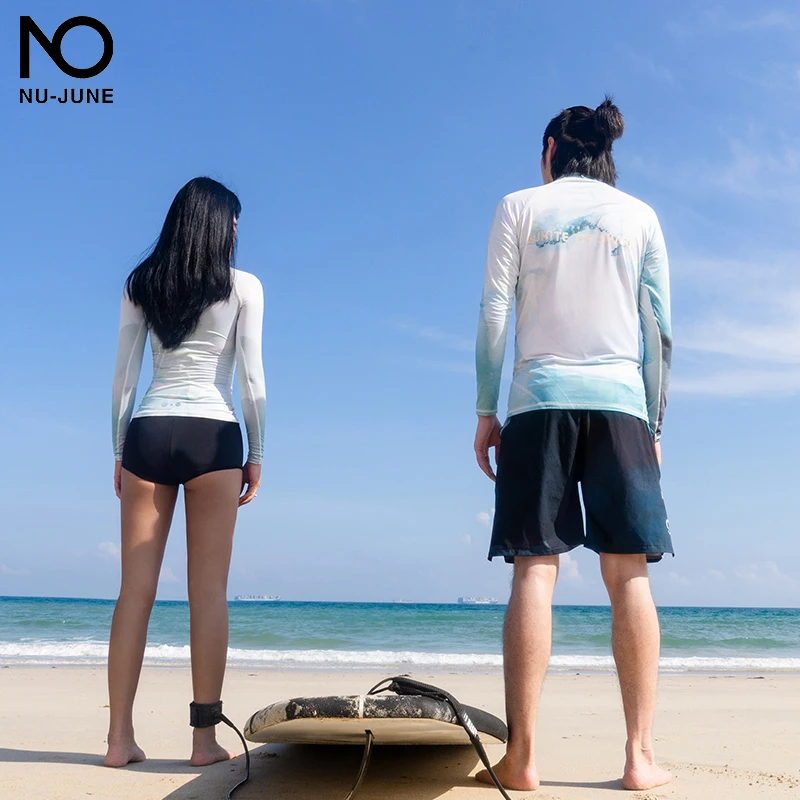 Nu-czerwiec 50UV Protect Surfing Rash Guard mężczyźni stroje kąpielowe strój kąpielowy z długim rękawem męskie Rashguard Surf Shirt do pływania Sail