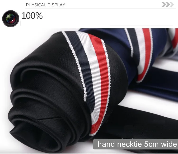 Hand Tie แถบสีดำ Neckties สำหรับผู้ชายผู้หญิงโพลีเอสเตอร์ผู้ใหญ่ผอม5Cm ผูกพิมพ์ธุรกิจพักผ่อน