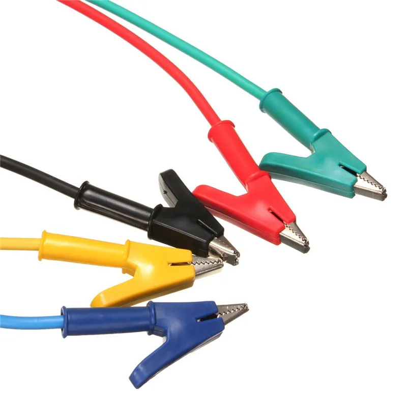 5Pcs 1M 4mm Silicone Banana Plug to Crocodile Alligator Clip Test Probe Lead Wire Cable Electrical Laboratory Dropshipping