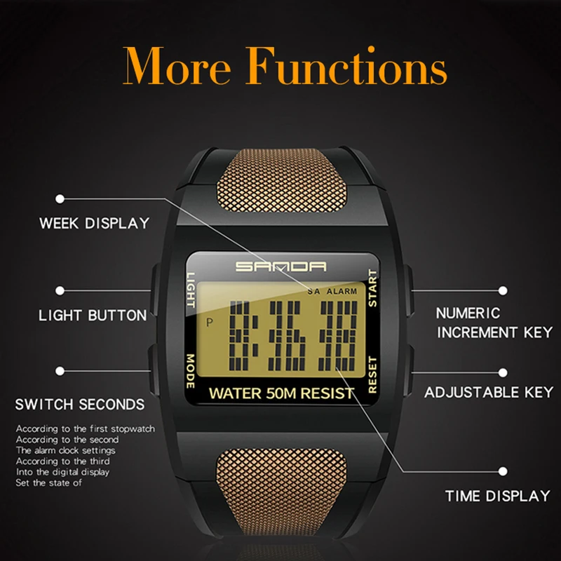 Sports Watches Mens Big Screen Watch Male SYNOKE Brand Fashion Waterproof Military Shock Digital Clock Alarm LED hombre relogio