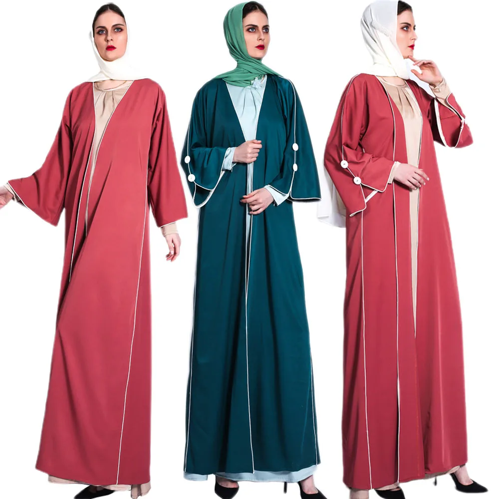 

Open Abayas Solid Color Muslim Women Arabic Kimono Caridgan Middle East Islamic Turkey Dubai Kaftan Maxi Robe Ramadan Fashion