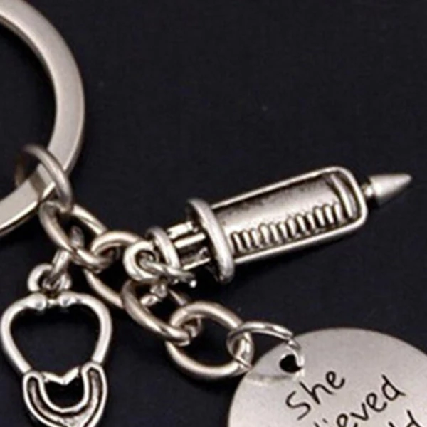 Syringe Stethoscope Keychain Key Chain Keyring Doctor Nurse Physicians Medical Student Graduation Gift Jewelry
