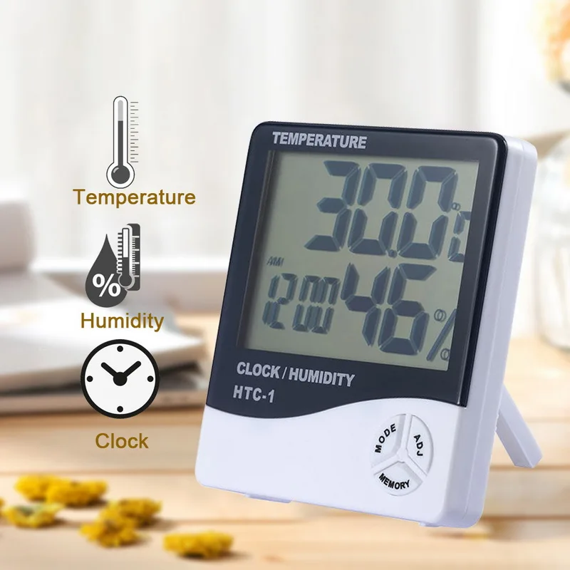 

LCD Digital Temperature Humidity Meter HTC-1 HTC-2 Home Indoor Outdoor hygrometer thermometer Weather Station with Clock