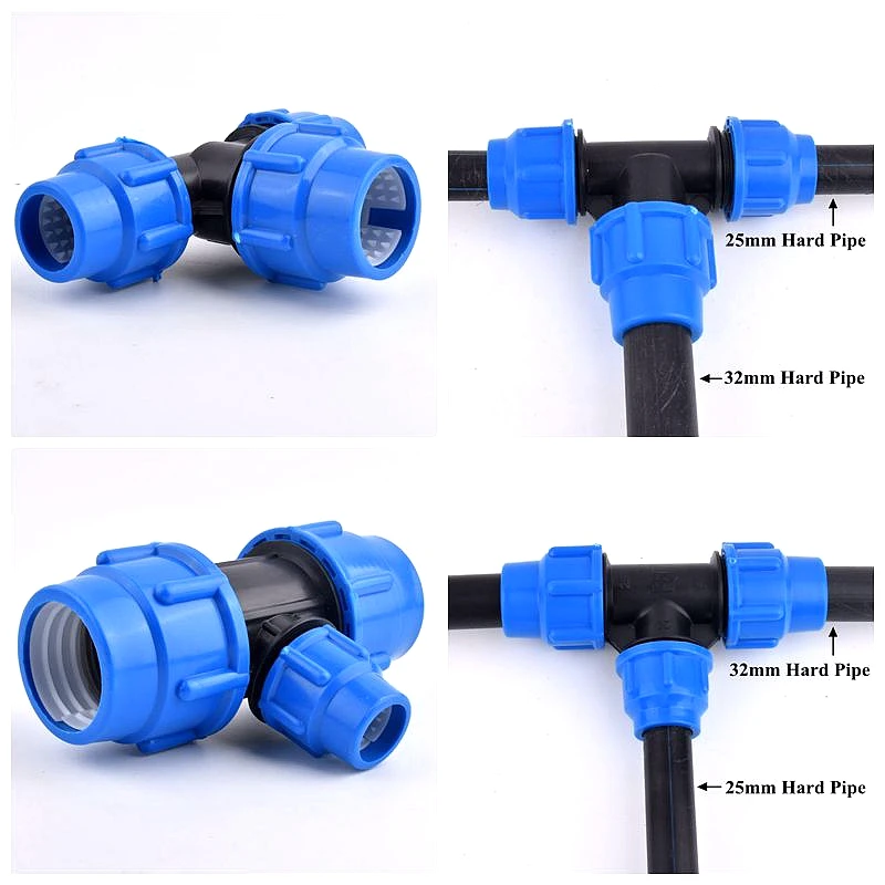 20/25/32/40mm PE Reducing Tee Connector Quick Joint, Garden Watering Irrigation System Water Pipe Joint Fittings Water Splitter