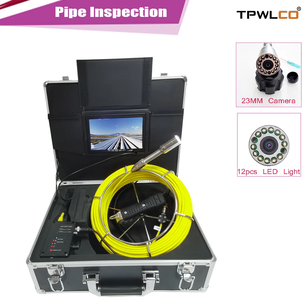 

20meter Cable 23mm Waterproof Pipe CCTV Endoscoepe System Sewer Drain Camera With 7inch LCD Display For Industrial Inspection