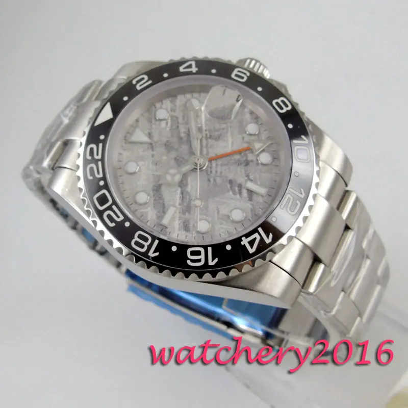 40mm BLIGER sterile gray dial GMT date sapphire glass automatic mens watch