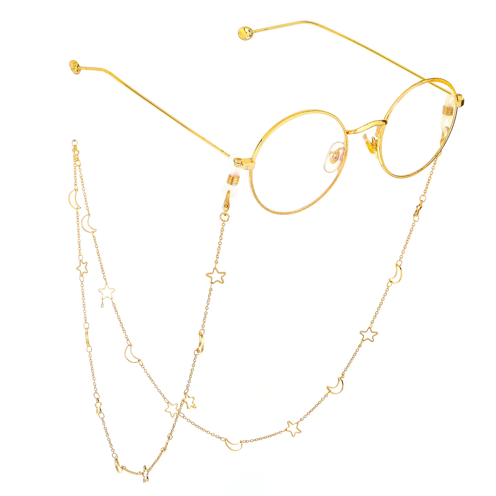 Women Fashion Hollow Moon Star Eyeglass Chain Eyeglass Sunglasses Reading Metal Glasses Chain Eyewears Cord Holder Jewelry