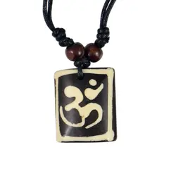 real Cattle Bone Tibet AUM OM Ohm Hindu Buddhist Hinduism Yoga India Carving Pendant Necklace Amulet Lucky Gift Tribal