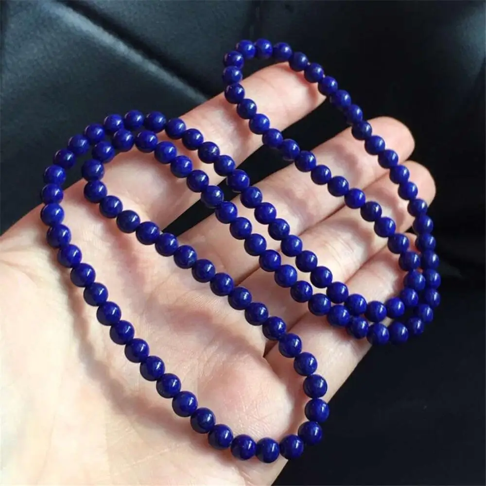 

5mm Natural Royal Blue Lapis Lazuli Bracelet Jewelry For Woman Lady Man Love Gift Crystal Healing Wealth Stretch Gemstone AAAAA