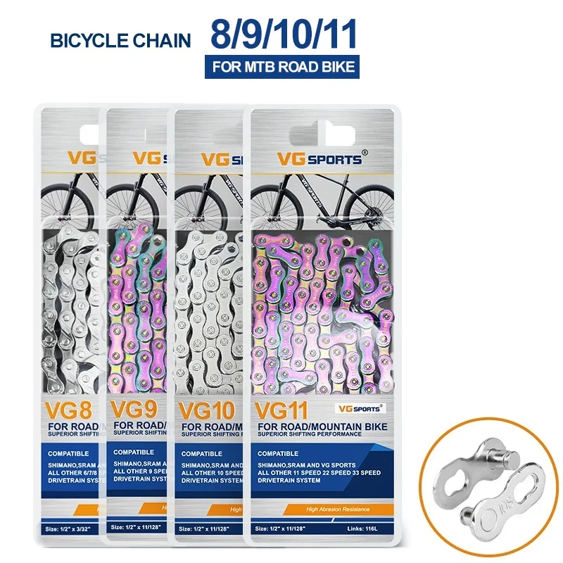 Bicycle Chain 6 7 8 9 10 11 12 Speed Velocidade Silver Rainbow Gold MTB Mounntain Road Bike Chain X8/X9/X10/X11/X12 116 Links