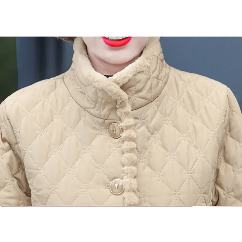 UHYTGF Down Jacket Women Autumn Winter Cotton Coat Ladies Korean 5XL Loose Size Top Rabbit Hair Warm Parker Female Outerwear1310