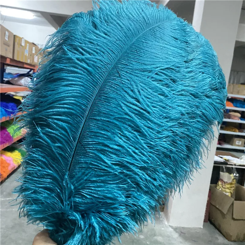 Sale 100pcs/lot Ostrich Feather Hole blue Accessories 20-22 Inches/50-55cm Decoration Wedding Craft Dancers Plumas Plume