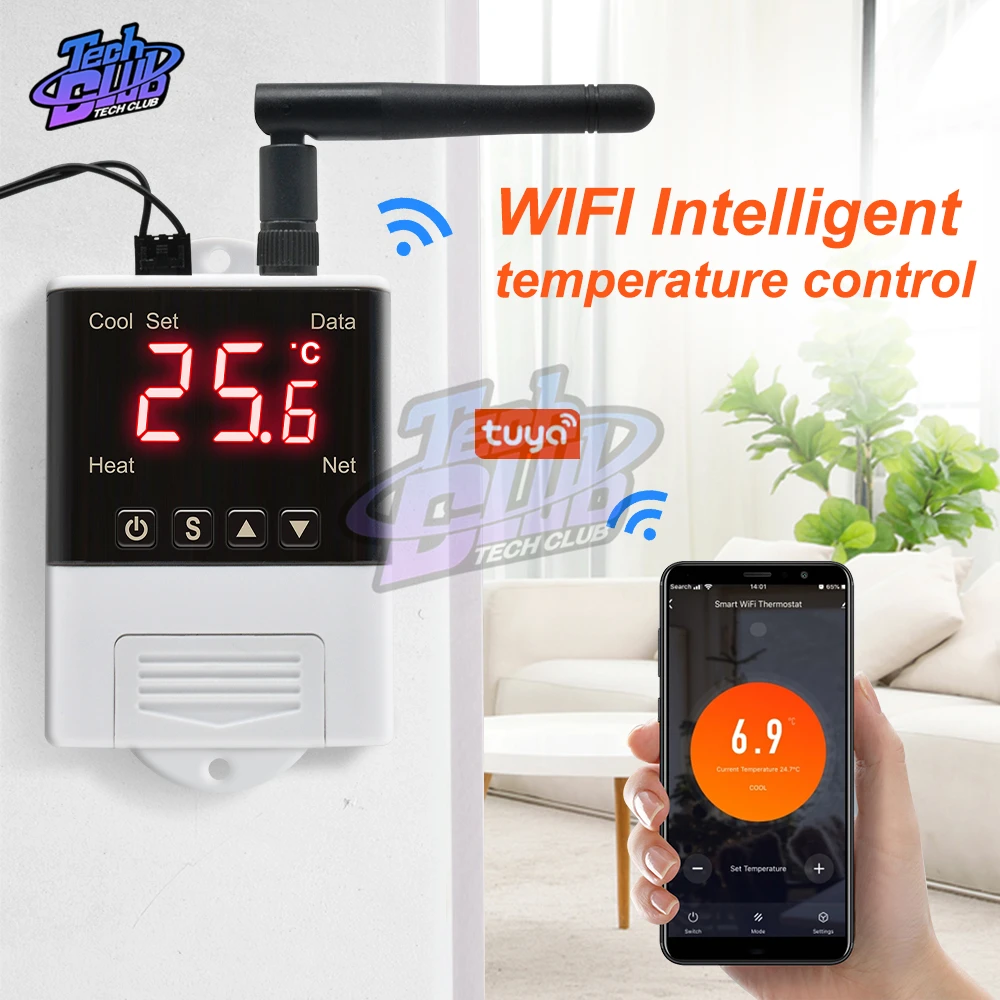 LCD Digital Smart WiFi Thermostat Temperature Control DTC1201 Thermometer Controller AC 110V 220V Home Heater Cooler control