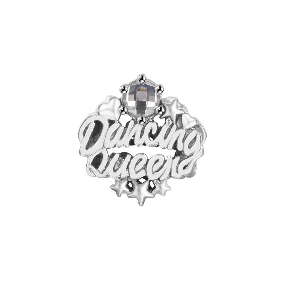 Original 925 Silver Charms Openwork Dancing Queen Charm Fits European Beaded Bracelets Woman DIY Fashion Silver Beads