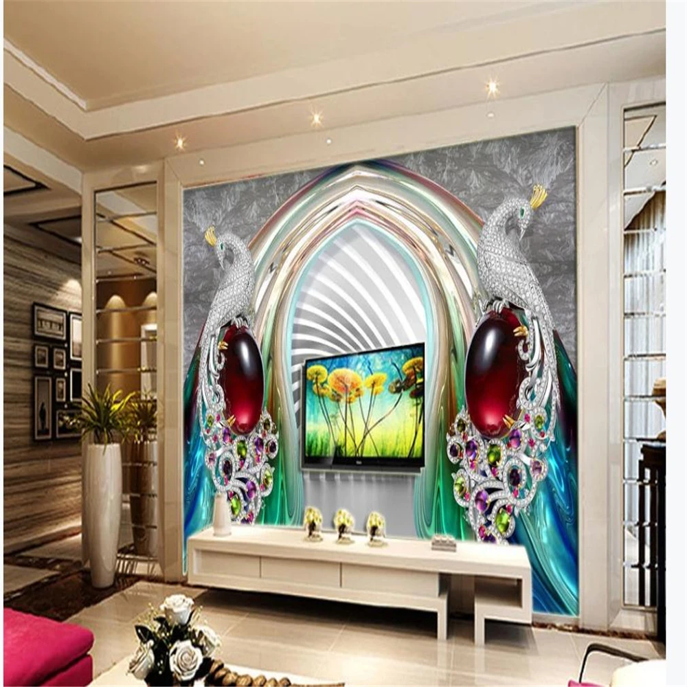 

D Diamond Jewelry wallpapers Mural Living Room TV Background Wall 3d stereoscopic wallpaper