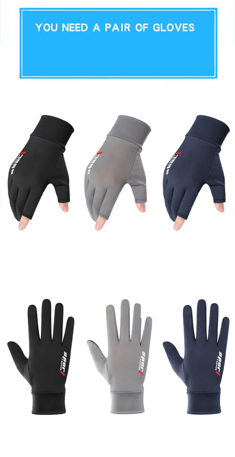 Sommer Männer Frauen Handschuhe Fitness Sport Angeln Radfahren Eis Seide Atmungsaktive Elastische Sonnenschutz Touchscreen Fahren Handschuhe – Detail 9