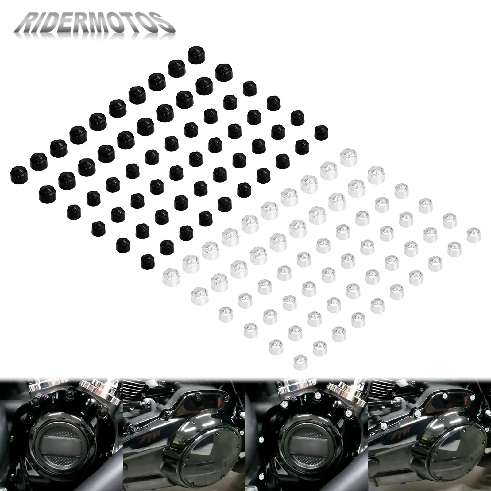 

Motorcycle 60Pcs Engine Bolt Screw Cap Cover Black/Chrome For Harley Softail Slim FLSL Standard FXST 2018-2021 Touring 2017-21