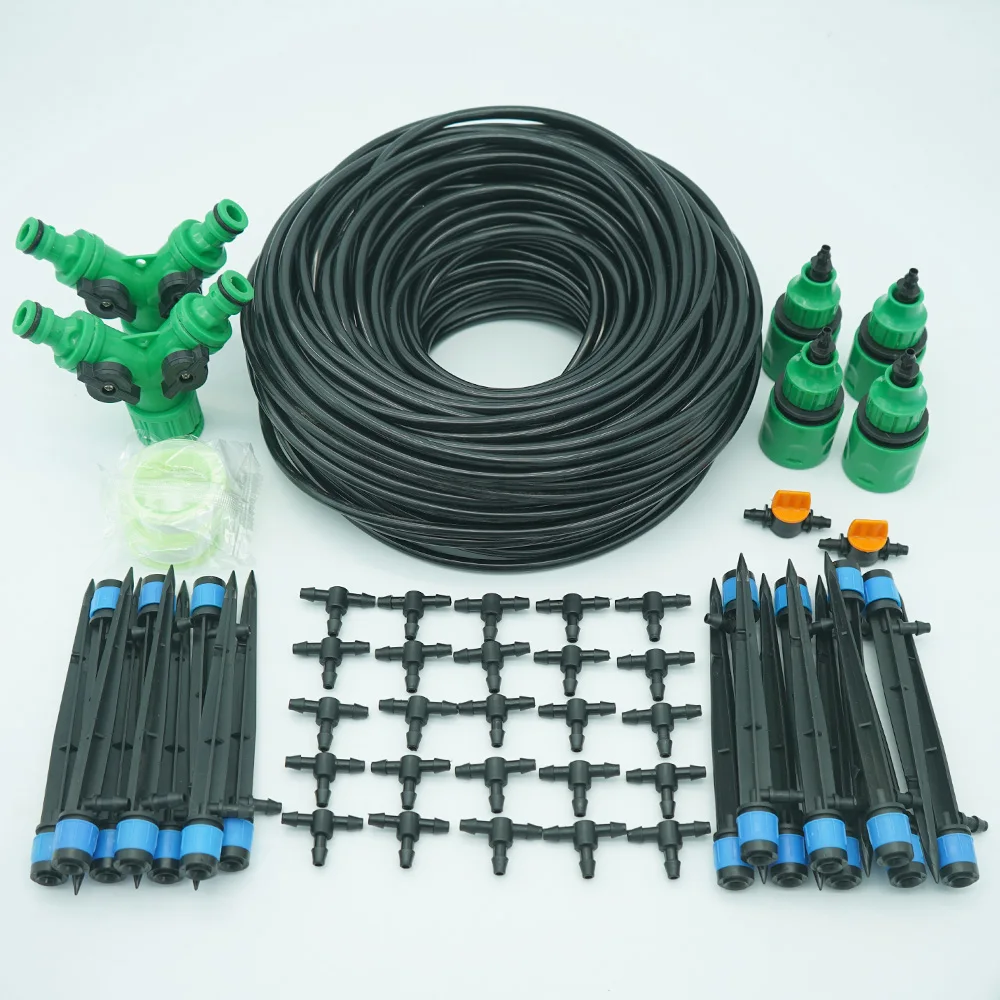 

1/4" Hose Drip Irrigation Kit 360 Degree Adjustable Inserting Ground Rotate Yongquan Sprinkler Garden Plant Watering System