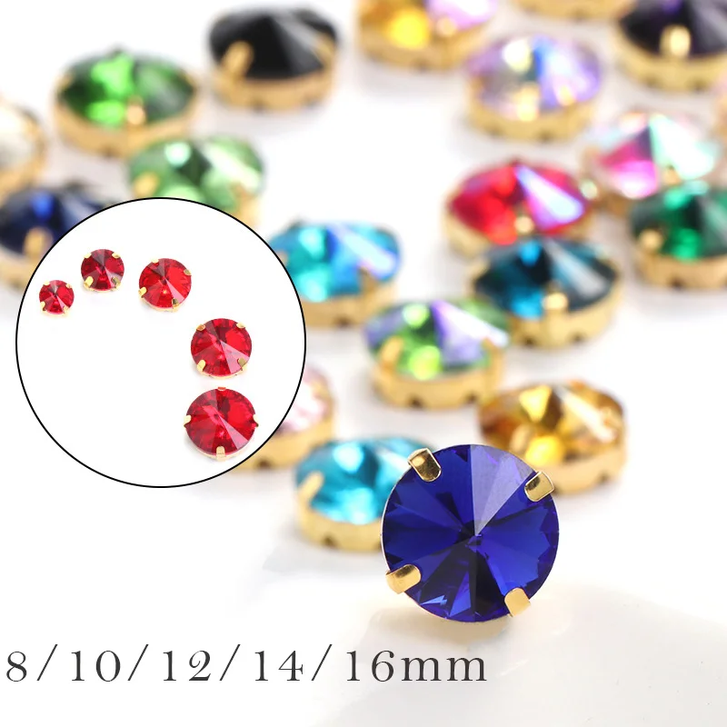 Pipatian 20Pcs Sew on Buttons Rivoli Rhinestone Crystal Decorative Glass Stone Wholesale Diy Clothing Collar Dress Accessories