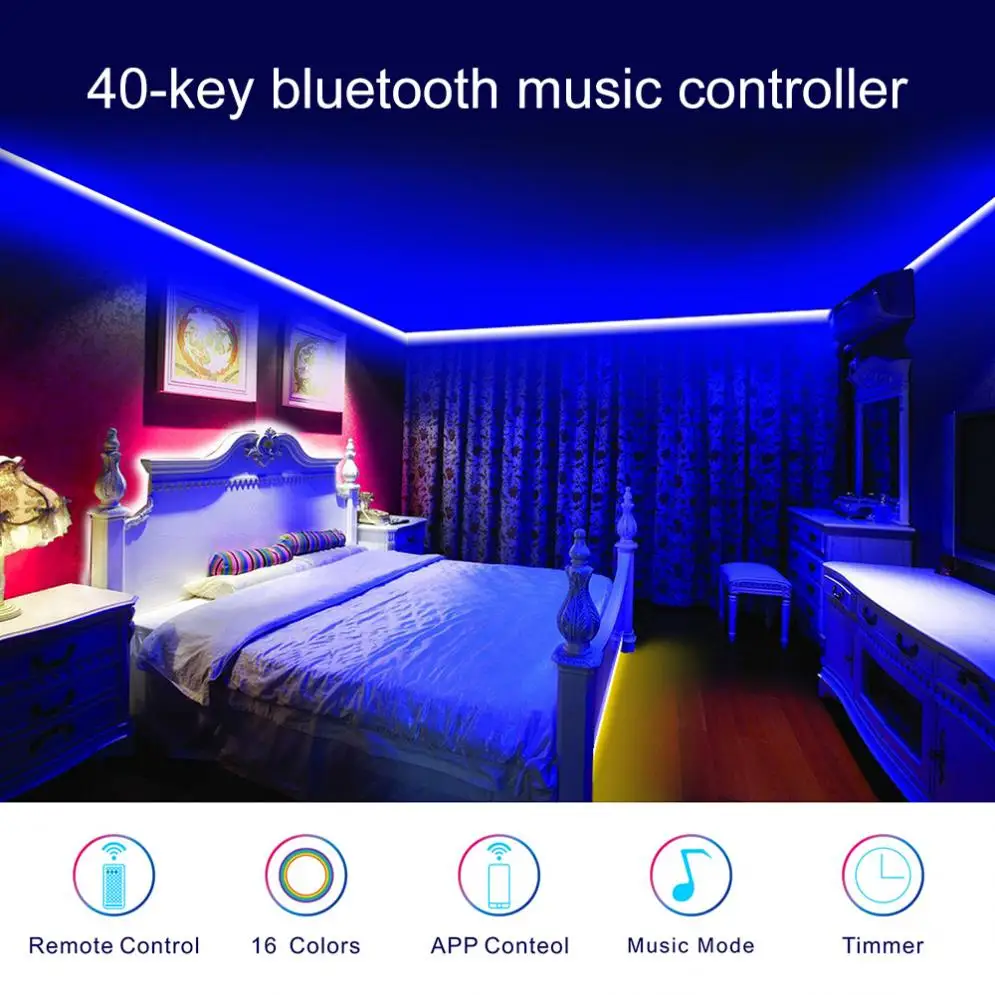 40Key Bluetooth-compatible Music Controller Wireless LED RGB Timing Controller for LED Strip Light