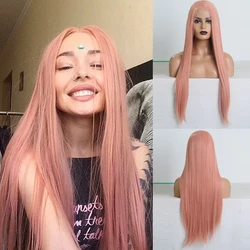 Charisma Long Straight Hair Pink Wigs Natural Hairline Synthetic Lace Front Wig Cosplay Wigs For Women Lace Wig