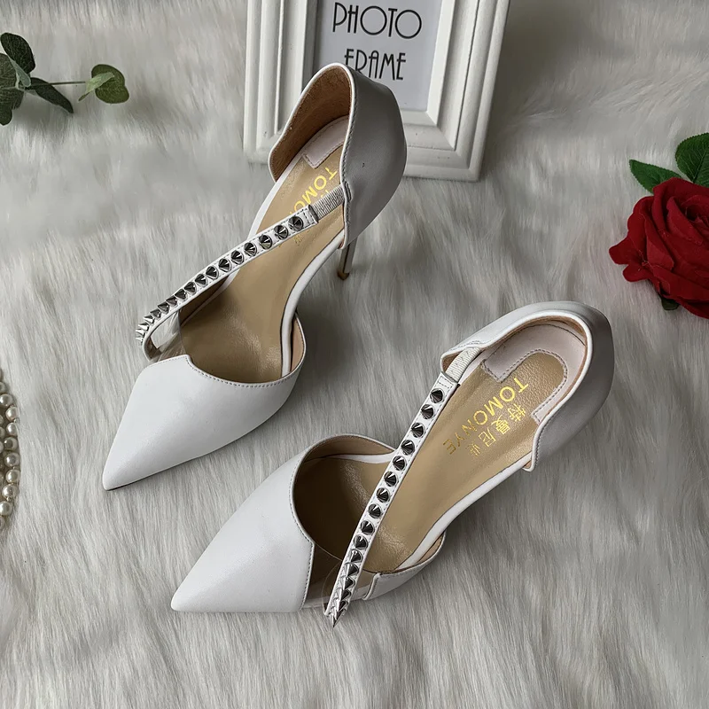 Real pictures 2020 new style  hot sale white black matte with clear one strap with spike women lady 12cm heel evening party heel