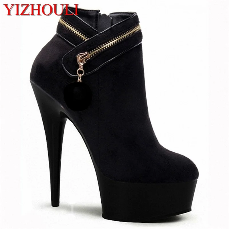 

Winter Fashion 15 heels, model party stage catwalk show, new suede high-heeled ankle boots